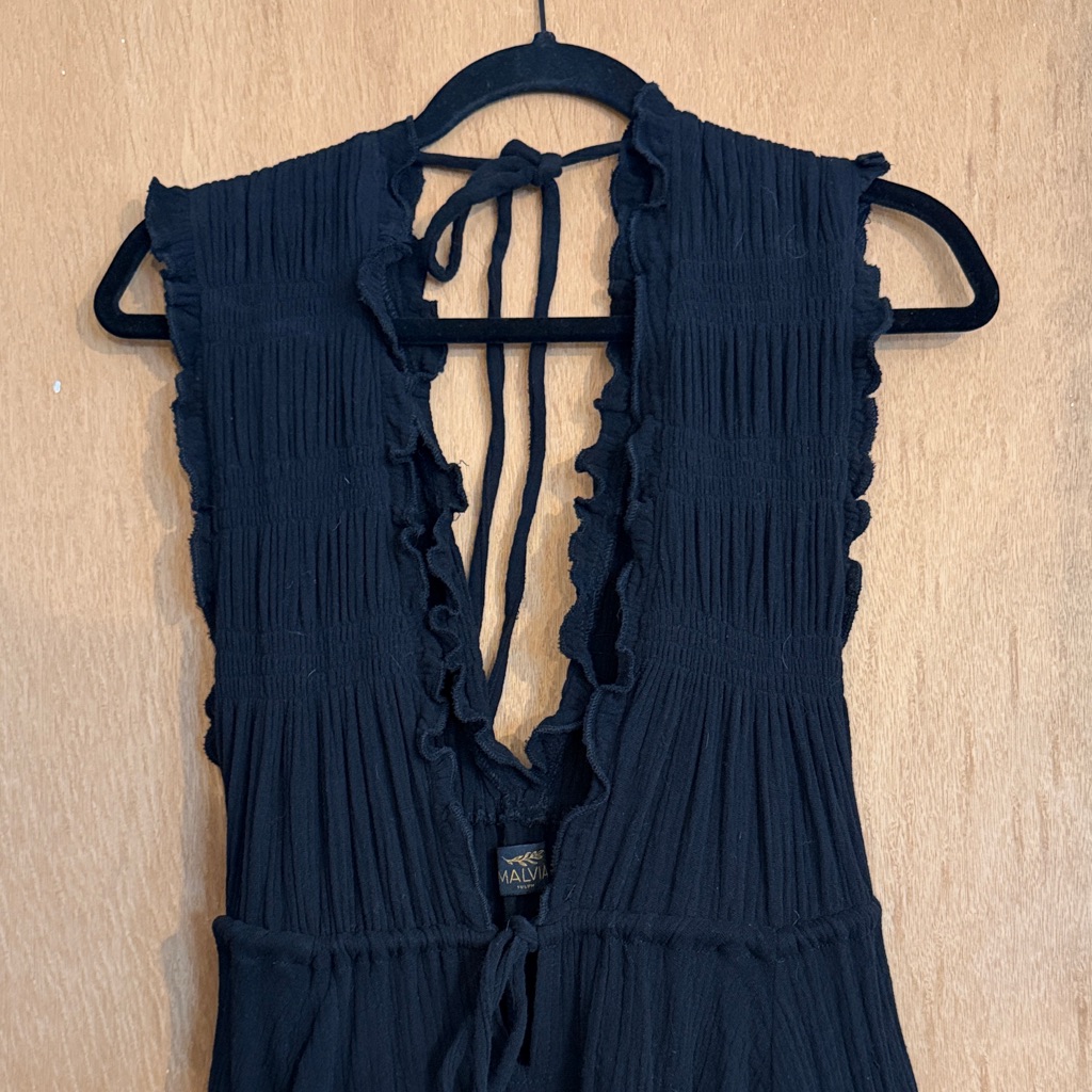 Black Ruffled Sleeveless Dress